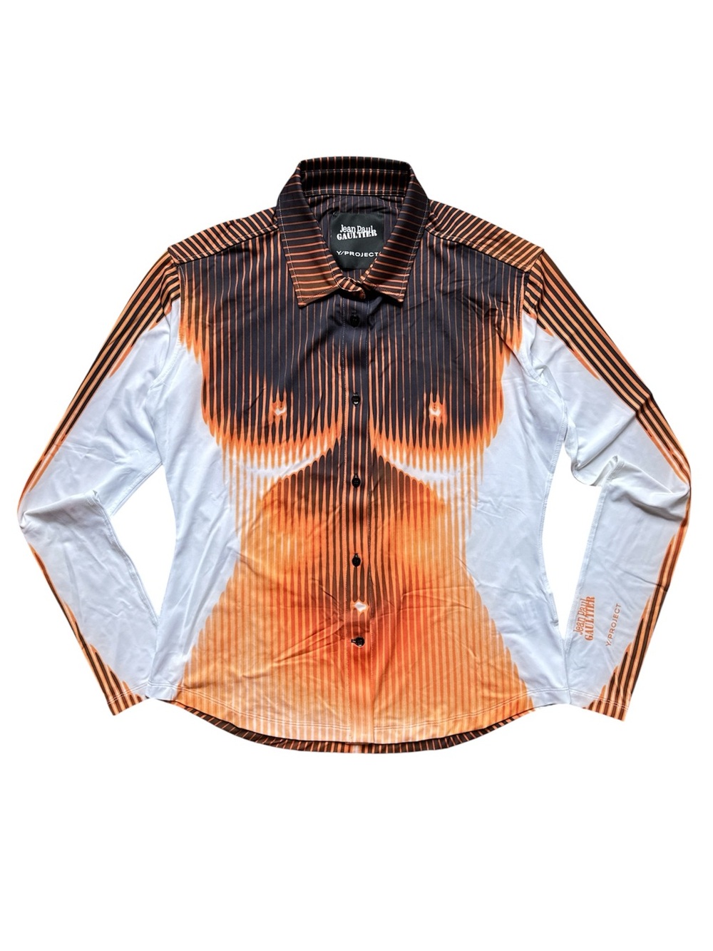 NWOT Y/Project Jean Paul Gaultier Orange Optical Body-Print Jersey Shirt